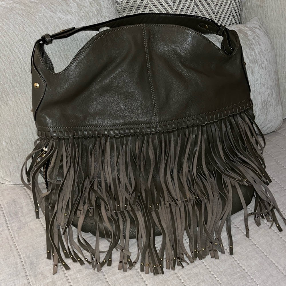 OrYany Leather Stevie Fringe Hobo Bag